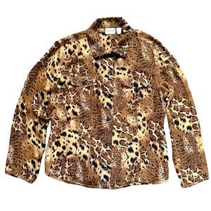 Chico’s Animal Print 💯% Silk Top Sz 1 (M)